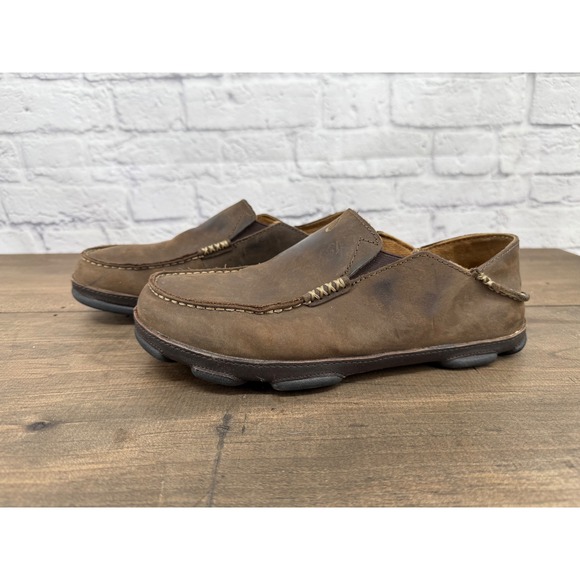 OluKai Other - Olukai Moloa Slip On Loafers Brown Leather Comfort Casual Shoes Men's 8.5